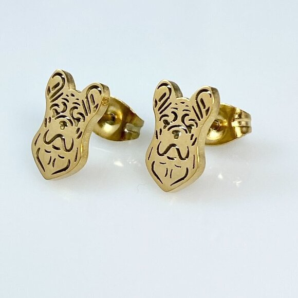 Tiny French Boxer Stud Earrings Stainless Steel - Picture 3 of 8